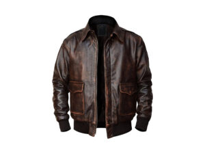 Men's Handmade Brown A2 Distressed Leather Bomber Jacket