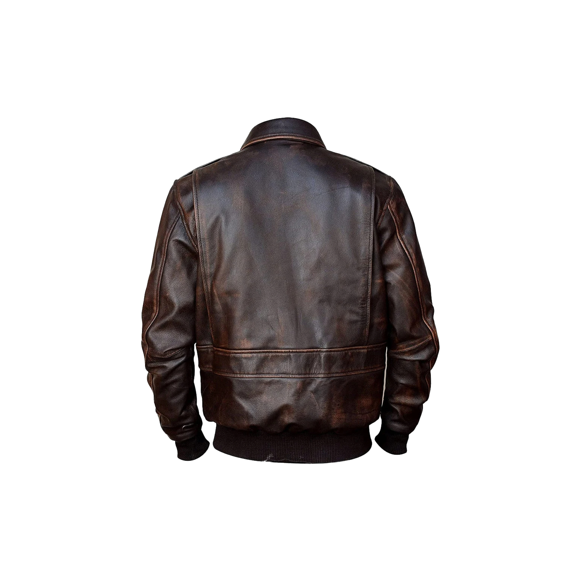 Men's Handmade Brown A2 Distressed Leather Bomber Jacket - Image 2