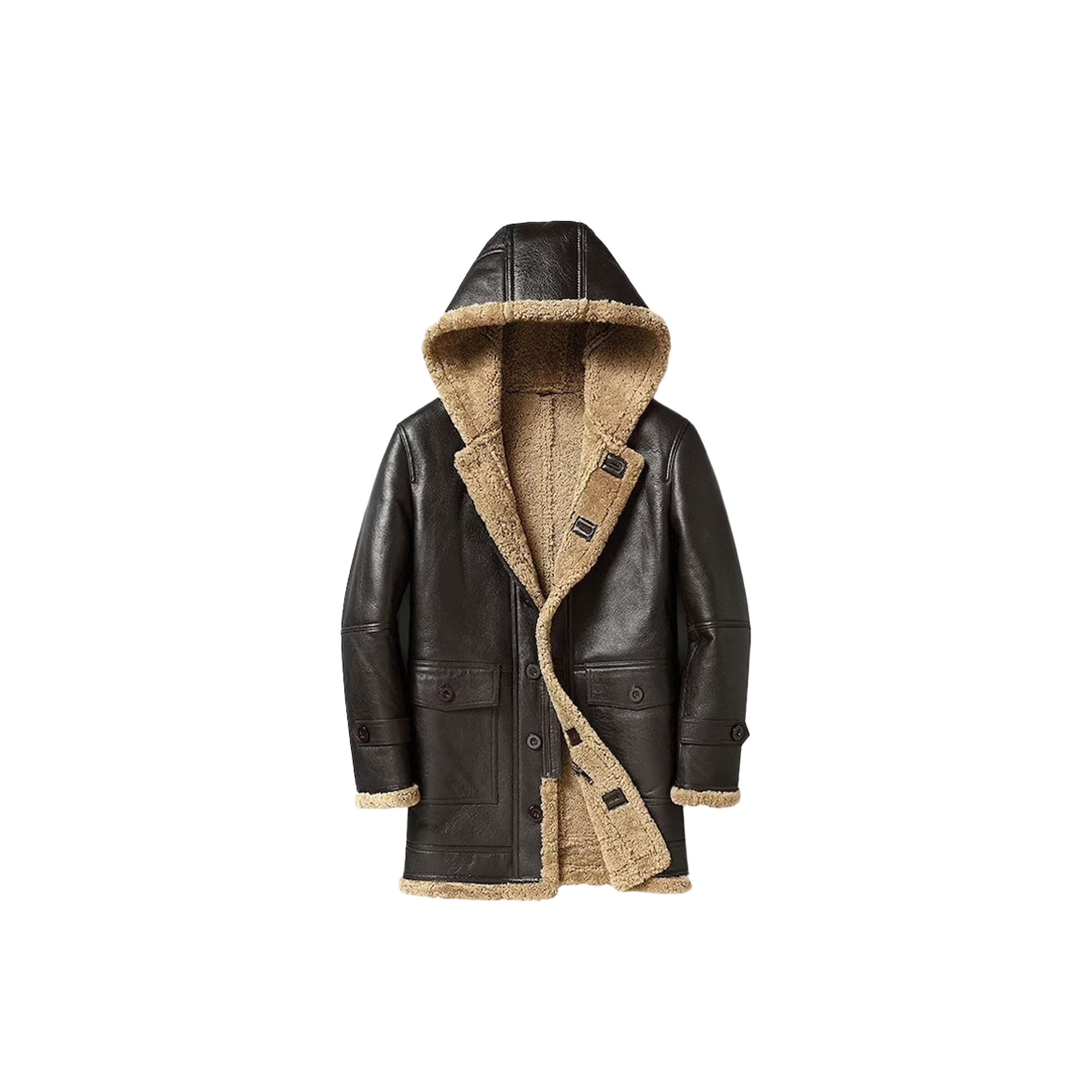 Men's Handmade Brown B3 Bomber Shearling Leather Jacket