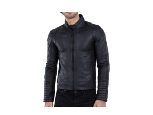 Men's Handmade Black Italian Lambskin Cafe Racer Leather Jacket