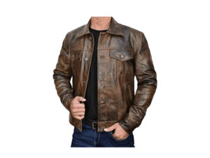 Men's Handmade Brown Trucker Biker Leather Jacket