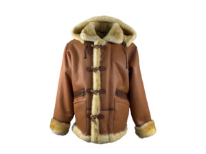 Men's Handmade Brown Bomber Faux Fur Leather Coat