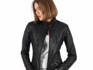 Women's Handmade Black Lambskin Motorcycle Jacket