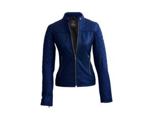 Women's Handmade Blue Lambskin Biker Leather Jacket