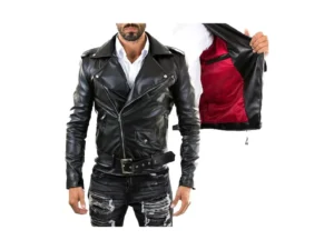 Men'ss Premium Handmade Genuine Black Biker Leather Jacket