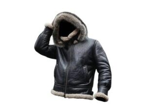 Men's Handmade Black B3 Bomber Hooded Leather Jacket