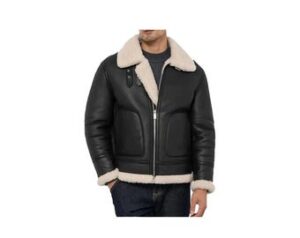 Men's Bomber Shearling Fur Leather Jacket, RAF Aviator Flying Flight Leather Jacket, Gift for Him. [Surprise Gift Included]