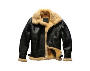 Men's Black B3 Bomber Lambskin Leather Jacket, RAF Men's B3 Air Force Lambskin Black Leather Jacket, Pilot Flying Aviator Fur Bomber Jacket.