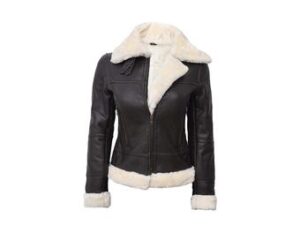 Women's Handmade Black B3 Aviator Shearling Leather Jacket