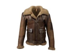 Men's Handmade Distressed Brown B3 Bomber Shearling Leather Jacket