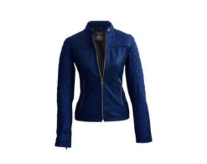 Women's Lambskin Real Leather Jacket, Handmade Blue Biker Slim fit Leather Jacket. Fashion Leather Jacket