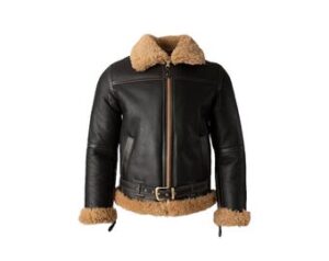 Men's RAF Aviator Pilot Bomber B3 Sheepskin Leather Jacket, Handmade Black Fur Shearling Leather jacket, Gift For Him.