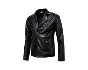 Classic Men's Black Leather Real Shearling Leather Jacket Casual Party Wear Windproof Fashionable Motorbike Leather Jacket