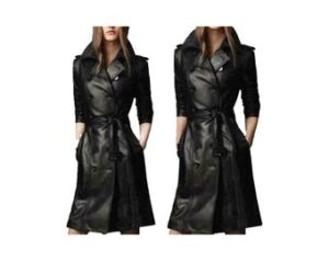 Women's Black Genuine Leather Trench Coat, Women Black Leather Long Coat, Women Lambskin Soft Leather Trench Coat, Ladies Coat, Gift For Her