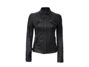 Women's Black Handmade Cafe Racer Leather Jacket