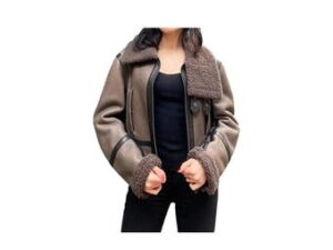 Women's Handmade Brown B3 Bomber Aviator Shearling Leather Jacket