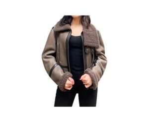 Women's B3 Bomber Fur Shearling Style Leather Jacket, Handmade Brown RAF Aviator Flying B3 Bomber Leather Jacket.