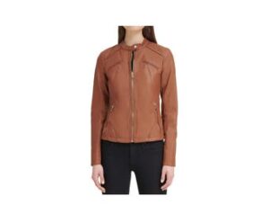 Women's Biker Handmade Leather Jacket, Genuine Brown Lambskin Women Motorcycle Leather Winter Jackets.