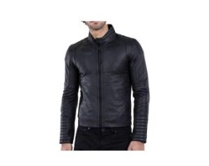 Men's Cafe Racer Biker Leather Jacket, Men Fashion Real Leather Italian lambskin Biker Jacket, Handmade  Black Fitted Biker Jacket.