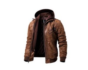 Chocolate Brown Bomber Leather Jacket; Winter Hoodie Jacket ,Men's For Genuine Sheep Leather Jacket, Coat Vintage Jacket.