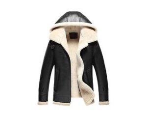 Men's B3 Bomber Fur Shearling Leather Jacket, Men's Black RAF B3 Bomber Fur  Shearling Hooded Leather Coat, Handmade Long Winter jacket.