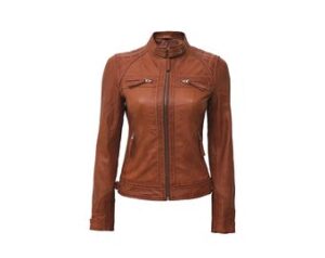 Women Brown Leather Jacket, Real Lambskin Leather Cafe Racer Motorcycle Jacket, Perfect Brown Leather Jacket for Women
