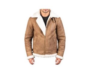 Men's Bomber Fur Shearling Aviator Leather Jacket, Handmade Distressed Brown Leather Flight Jacket.100% Genuine Bomber Jacket.