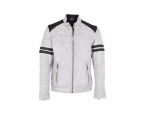 Men's 90s White Real leather jacket Distressed Jacket Motorbike jacket, biker jacket jacket / Personalized Gift / Gift for him.