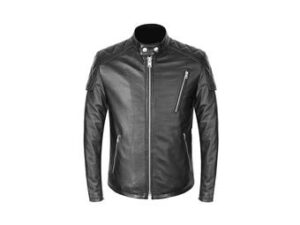 Men's Handmade Black & White Cafe Racer Leather Jacket