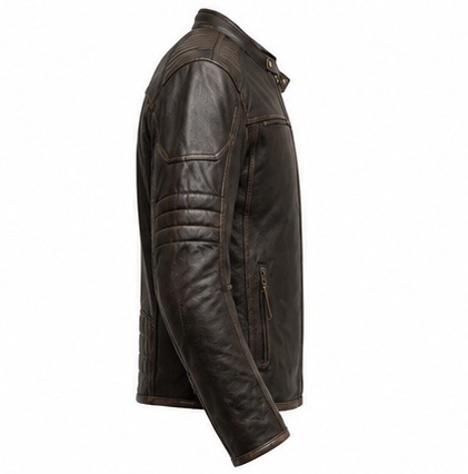 Men's Distressed Brown Moto Leather Jacket - Rider Club Edition - Image 5