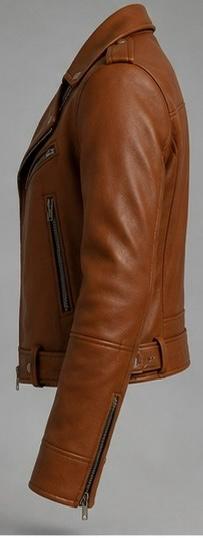 Alif Luxe Cognac Women’s Leather Biker Jacket - Image 6