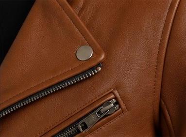 Alif Luxe Cognac Women’s Leather Biker Jacket - Image 4