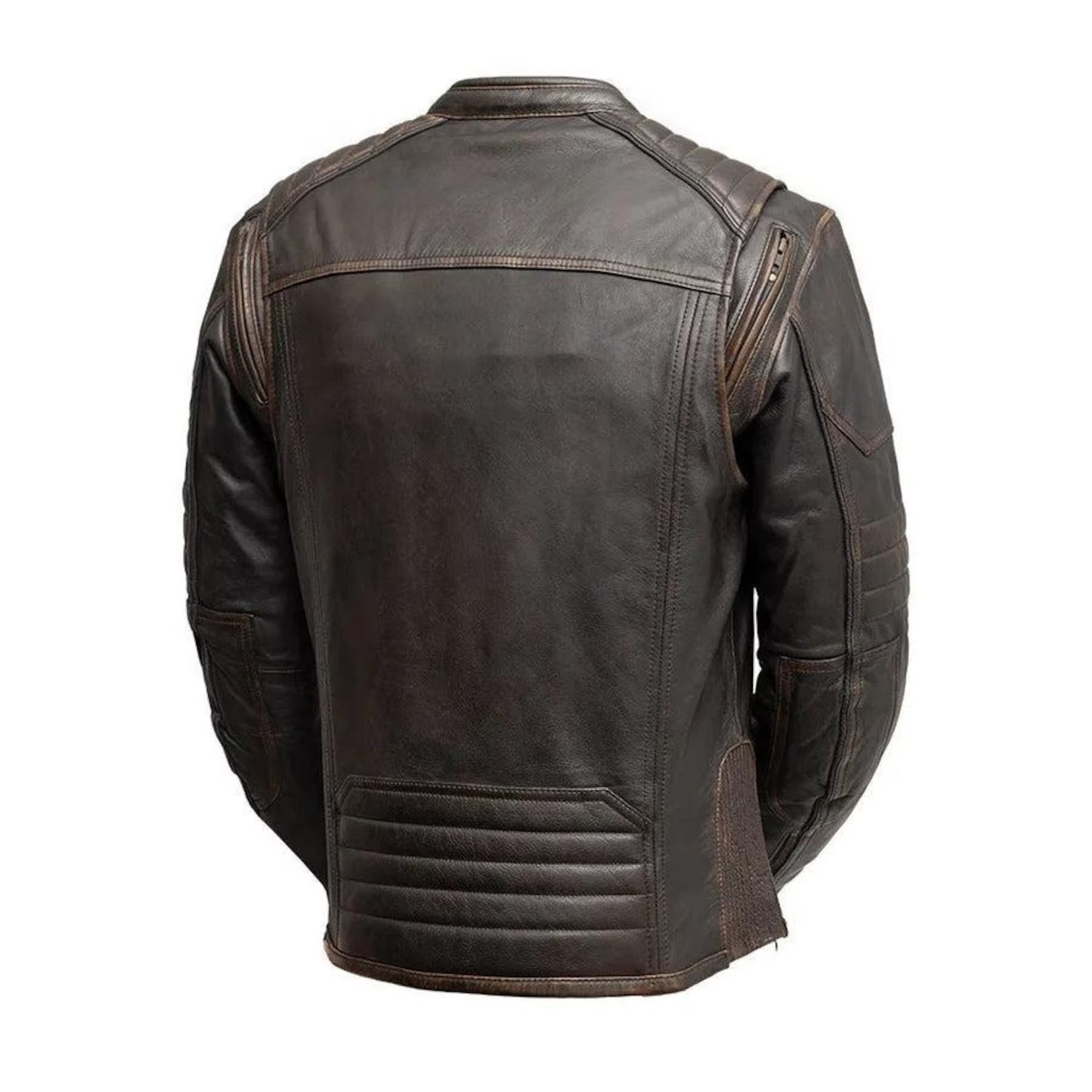 Men's Distressed Brown Moto Leather Jacket - Rider Club Edition - Image 3