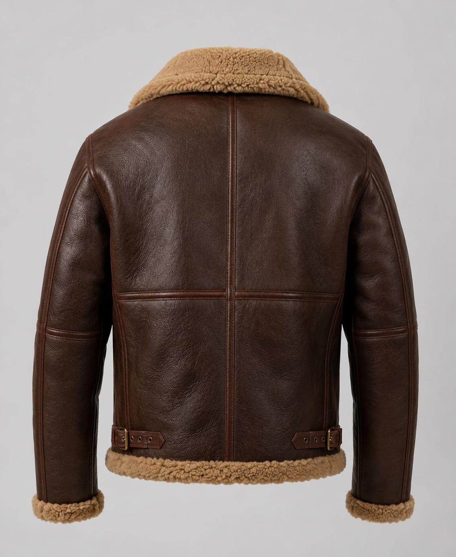 Men’s Genuine Cow Leather Fur-Lined Aviator Jacket - Image 2