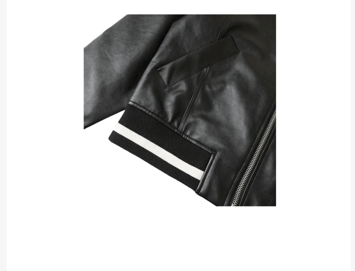 Men’s Premium Sheep Leather Ribbed Bomber Jacket - Image 3