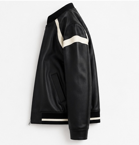 Men’s Premium Sheep Leather Ribbed Bomber Jacket - Image 4