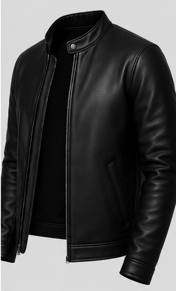 Men’s Classic Plain Sheep Leather Jacket - Image 4