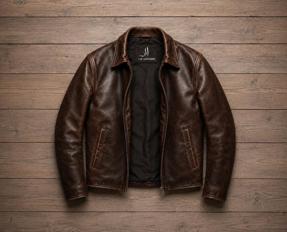 Men’s Classic Distressed Cow Leather Jacket