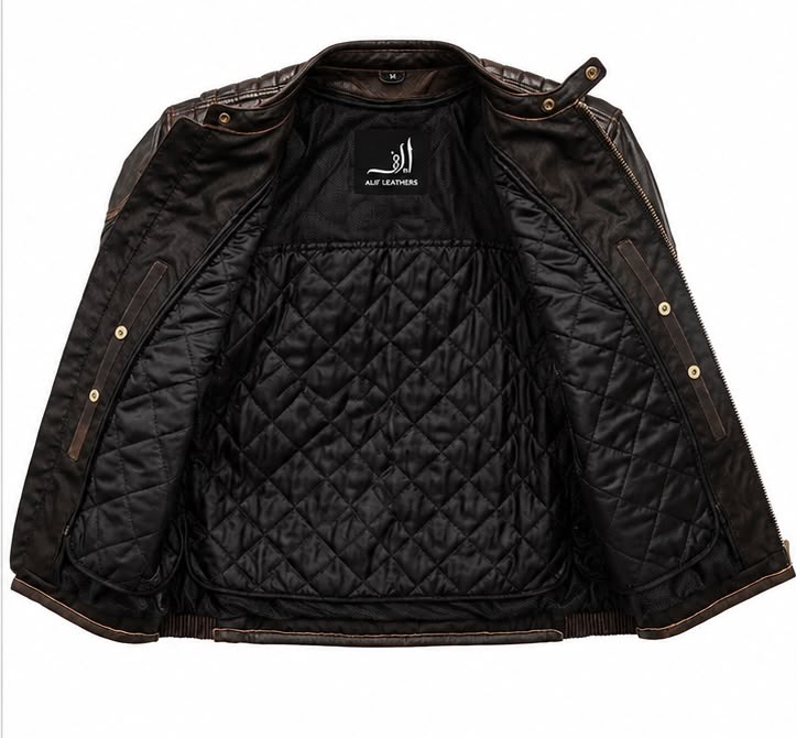Men's Distressed Brown Moto Leather Jacket - Rider Club Edition - Image 2