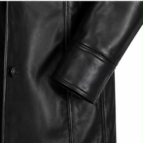 Elegant Women's Long Sheep Leather Coat-Classic Black Premium Outerwear - Image 5
