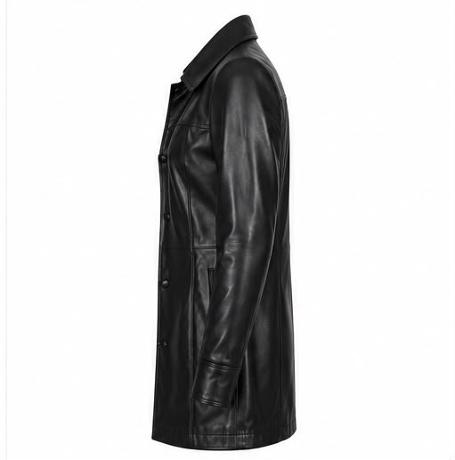Elegant Women's Long Sheep Leather Coat-Classic Black Premium Outerwear - Image 4