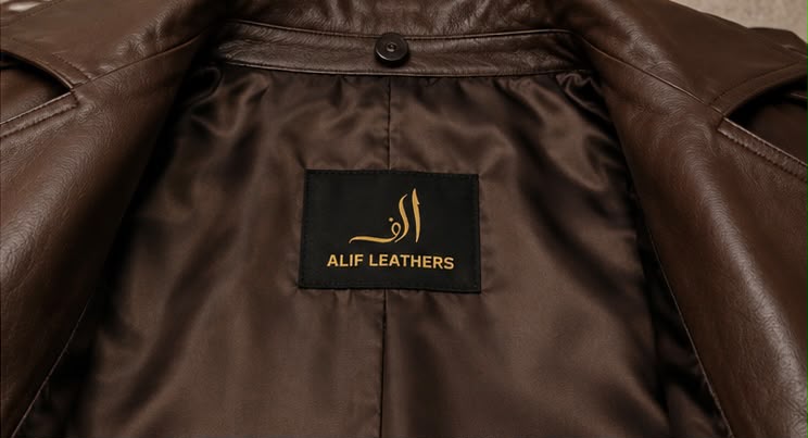 Elegant Women's Long Double Breasted Leather Coat - Image 3