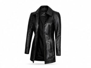 Elegant Women's Long Sheep Leather Coat-Classic Black Premium Outerwear