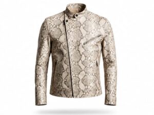 Handcrafted Snake Texture Sheep Leather Jacket-Luxury Edition