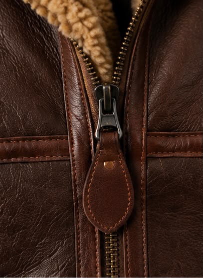 Men’s Genuine Cow Leather Fur-Lined Aviator Jacket - Image 8