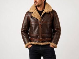 Men’s Genuine Cow Leather Fur-Lined Aviator Jacket