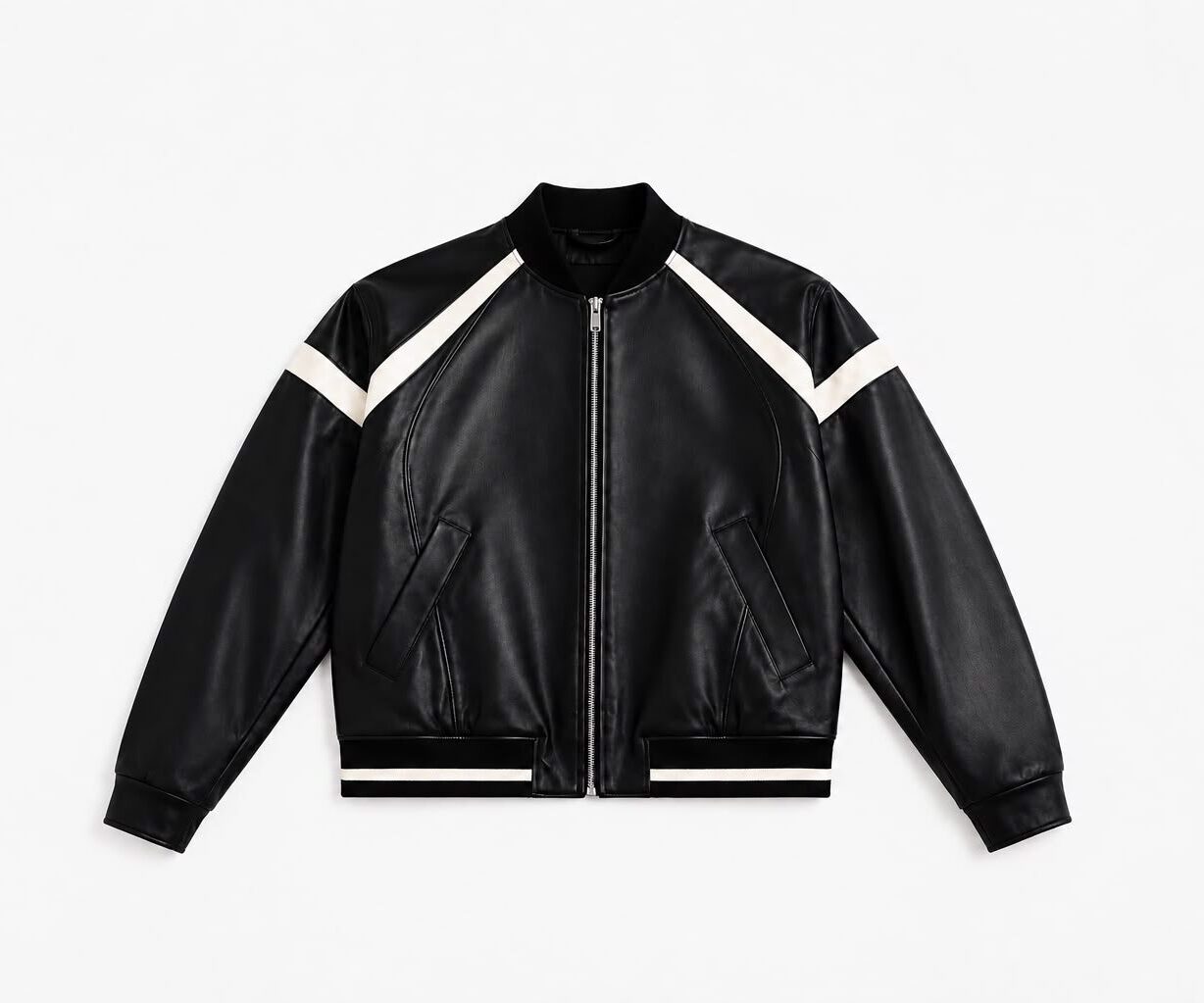 Men’s Premium Sheep Leather Ribbed Bomber Jacket